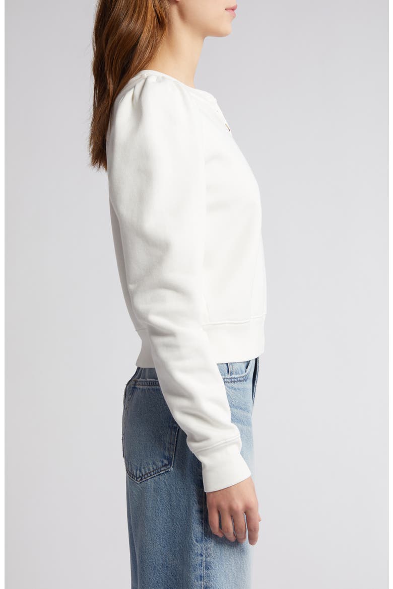Femme Cotton Blend Henley Sweatshirt, Alternate, color, WHITE