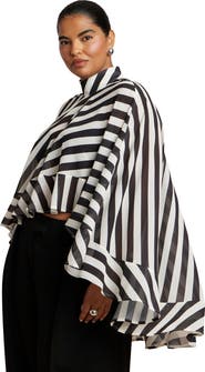 ELOQUII Ruffle Detail Asym Cape