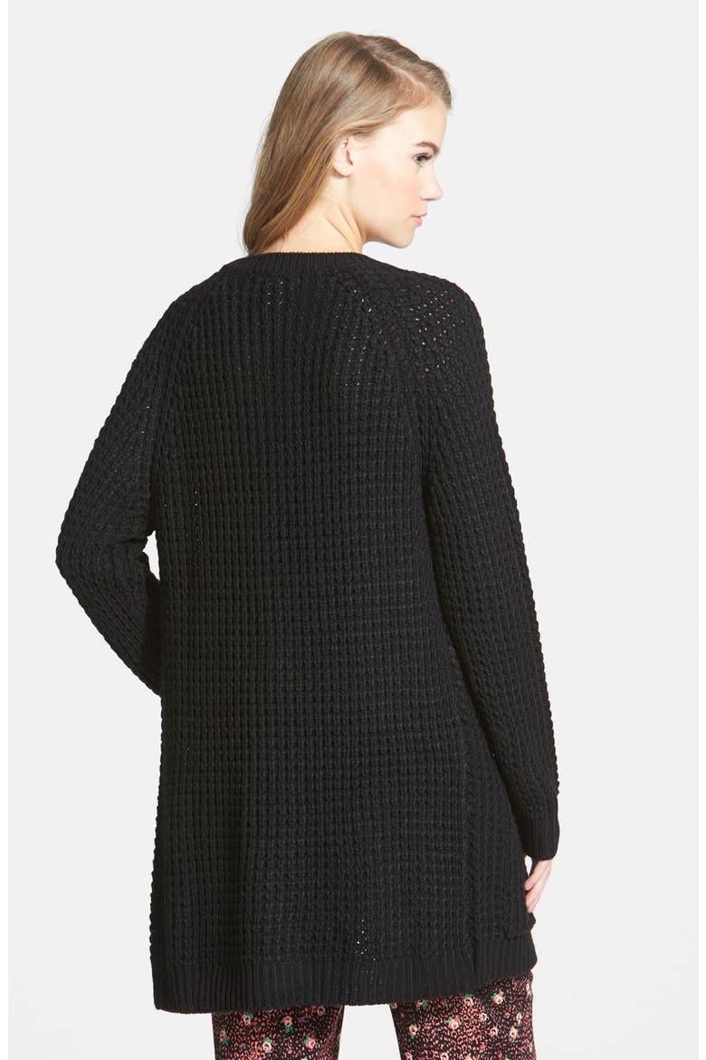 Shaker Stitch Open Cardigan, Alternate, color, BLACK