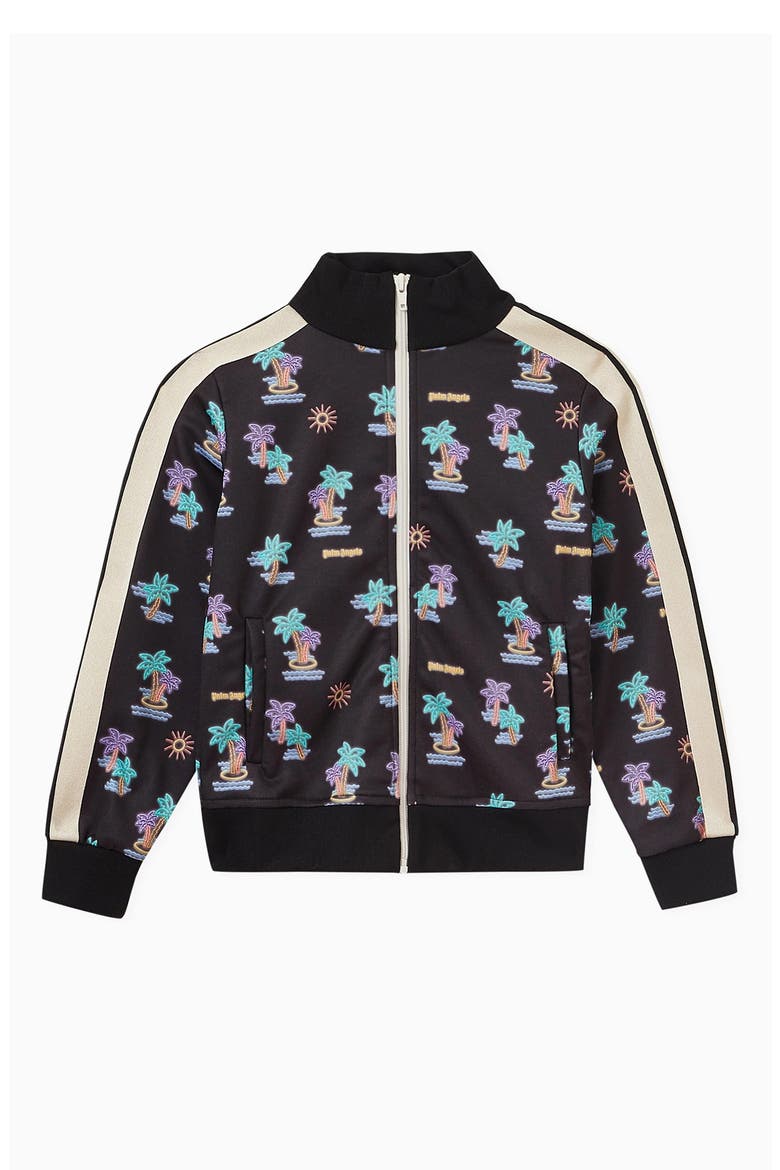 Kids' Neon Palms Track Jacket, Main, color, BLACK MINT