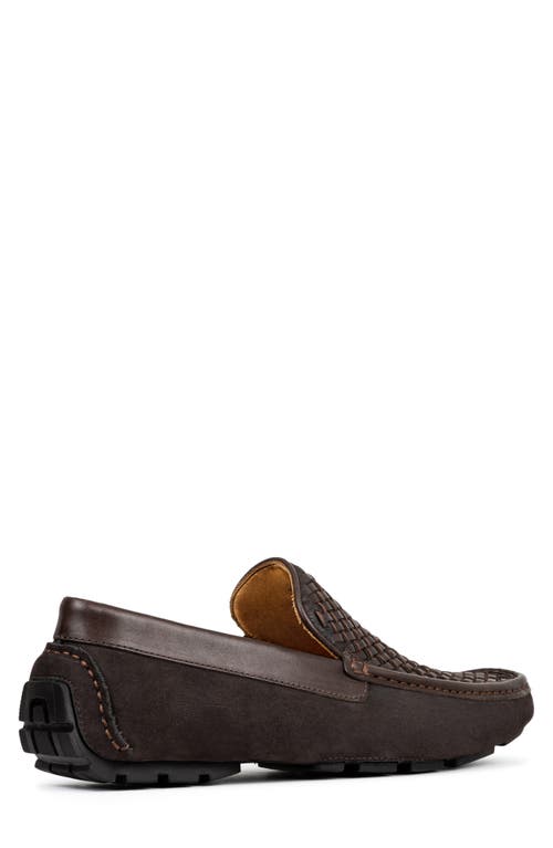 Donald Pliner Damiano Woven Moc Toe Loafer In Dark Brown/dark Brown