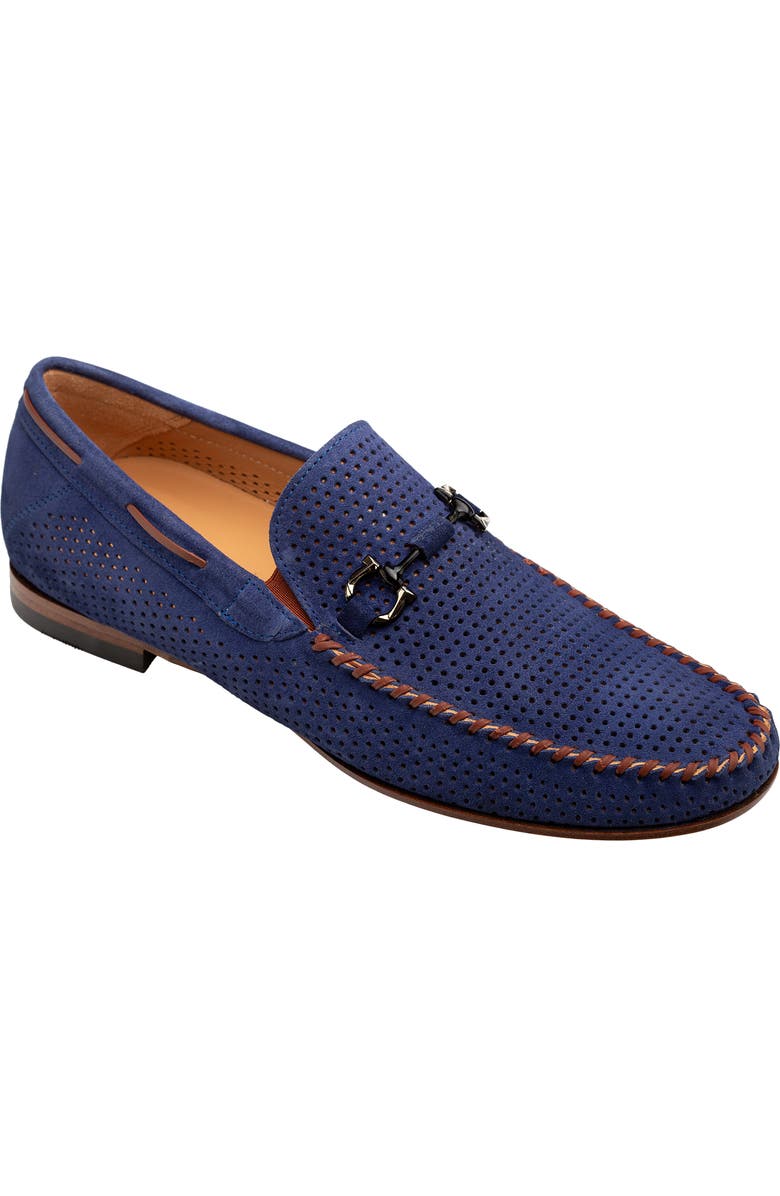 Mezlan Tarraco Perforated Suede Bit Loafer, Main, color, Blue