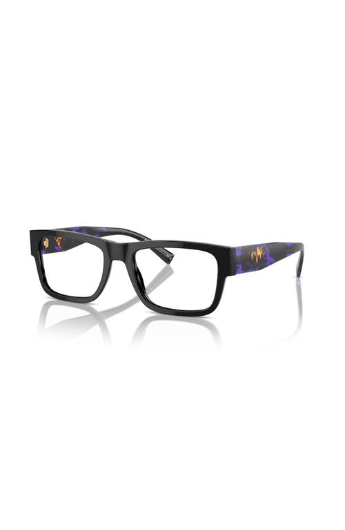Prada 52mm Rectangle Optical Glasses In Black