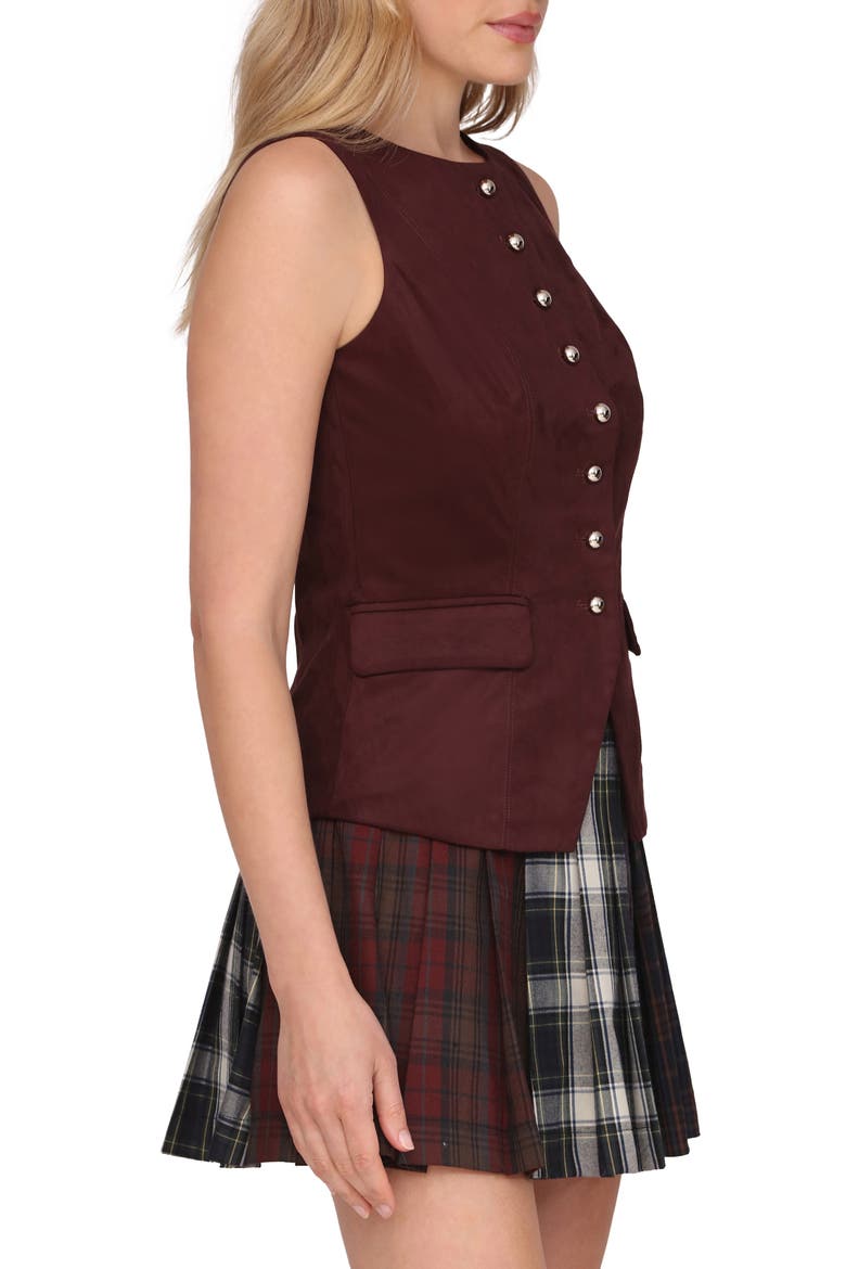 Faux Suede Vest, Alternate, color, MAROON