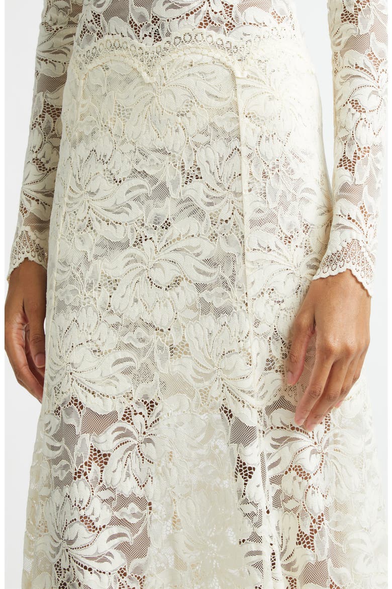 Scalloped Lace Maxi Skirt, Alternate, color, IVORY