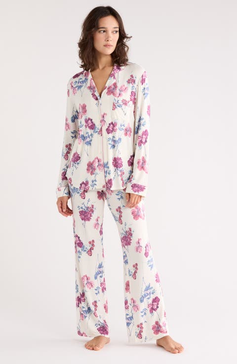 Tranquility Long Sleeve Shirt & Pants Pajamas (Regular & Plus)
