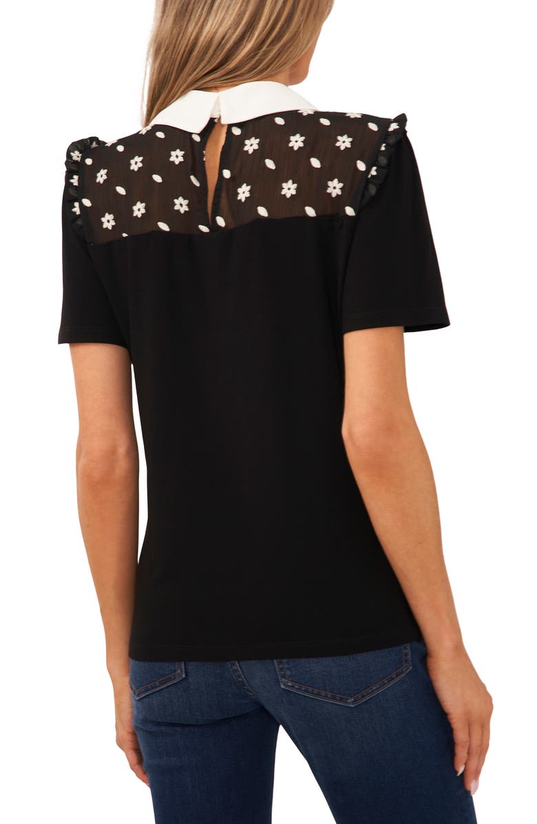 CeCe Mixed Media Collared Top, Alternate, color, 