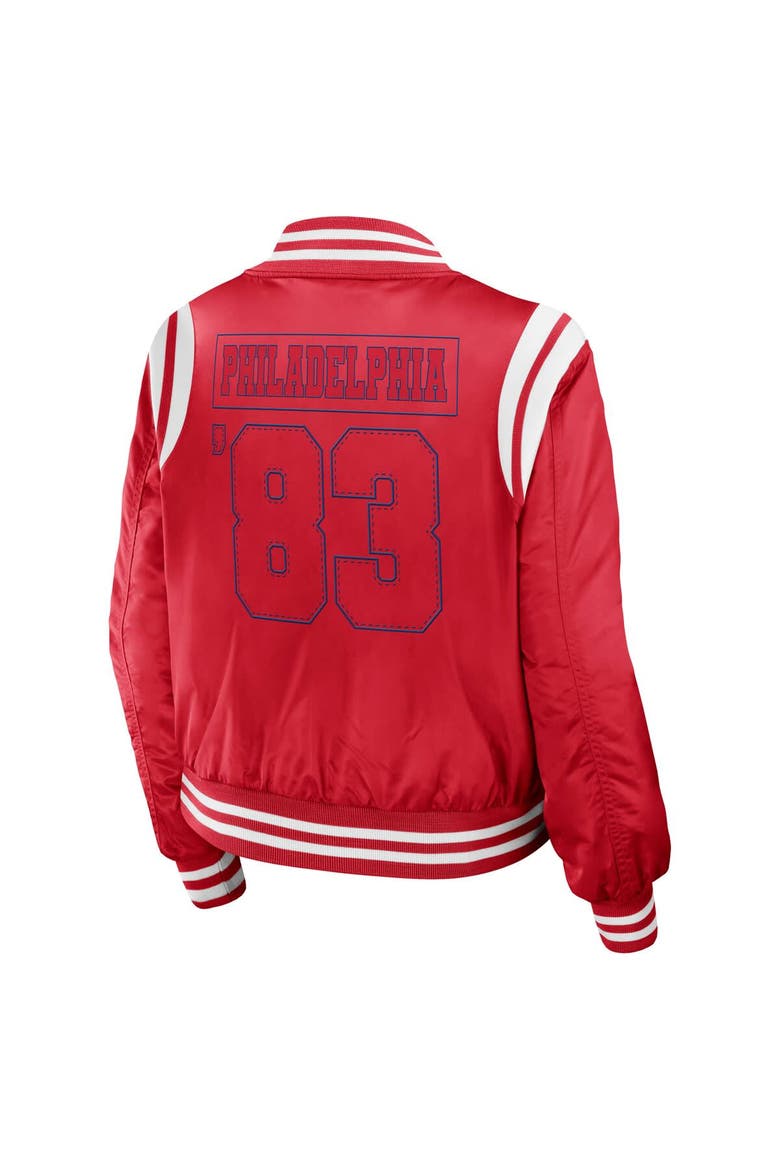 Women's WEAR by Erin Andrews Red Philadelphia Phillies Football Bomber Jacket, Alternate, color, Red