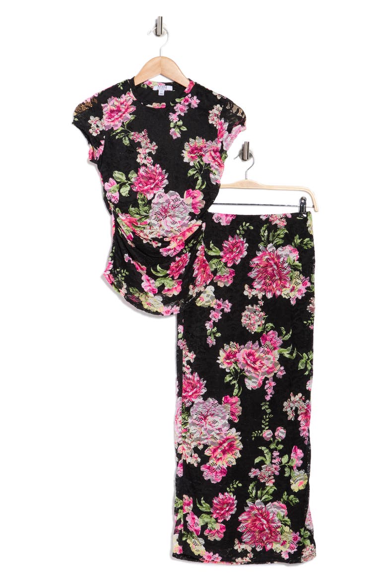 Lacey Daisy Lace Top & Skirt Set, Alternate, color, SPRING WILDFLOWERS