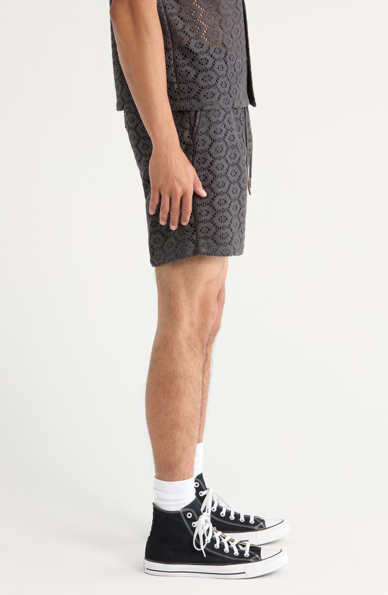 HONOR THE GIFT Open Stitch Drawstring Shorts, Alternate, color, Black