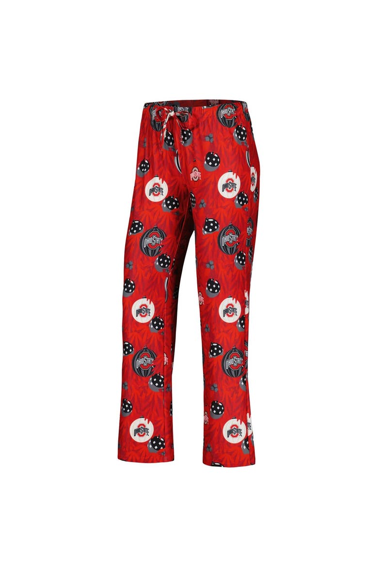 Women's Concepts Sport Scarlet Ohio State Buckeyes Tinsel Ugly Sweater Long Sleeve T-Shirt & Pants Sleep Set, Alternate, color, Scarlet