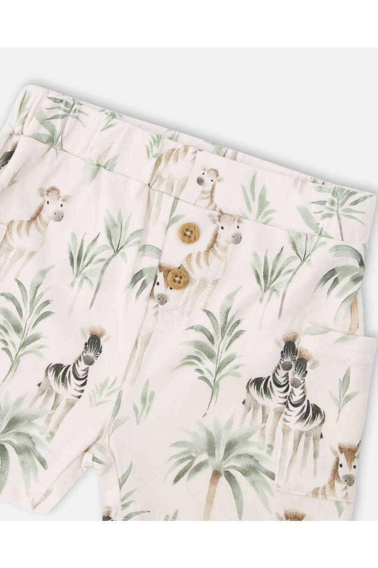 Cotton Rib Jersey T-Shirt and Organic Cotton Jersey Zebra Print Short Set, Alternate, color, Caramel & Beige Zebra Print