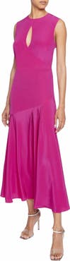 Santorelli Kay Sleeveless Silk Fit and Flare Keyhole Midi Dress