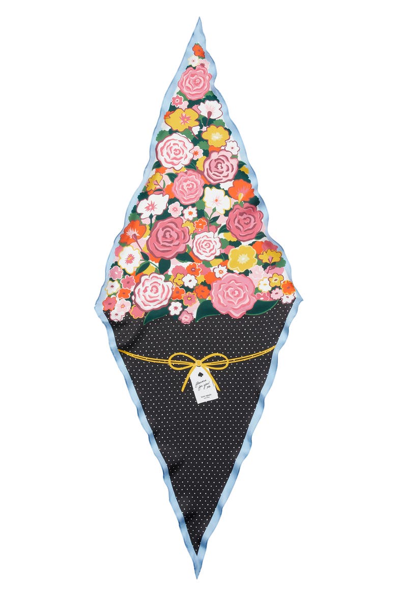 floral bouquet silk diamond scarf, Alternate, color, MULTICOLOR