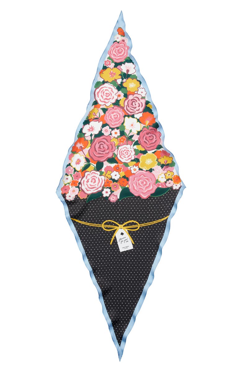 Kate Spade New York floral bouquet silk diamond scarf, Alternate, color,