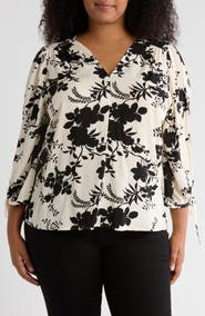 Renee C Floral Long Sleeve Top