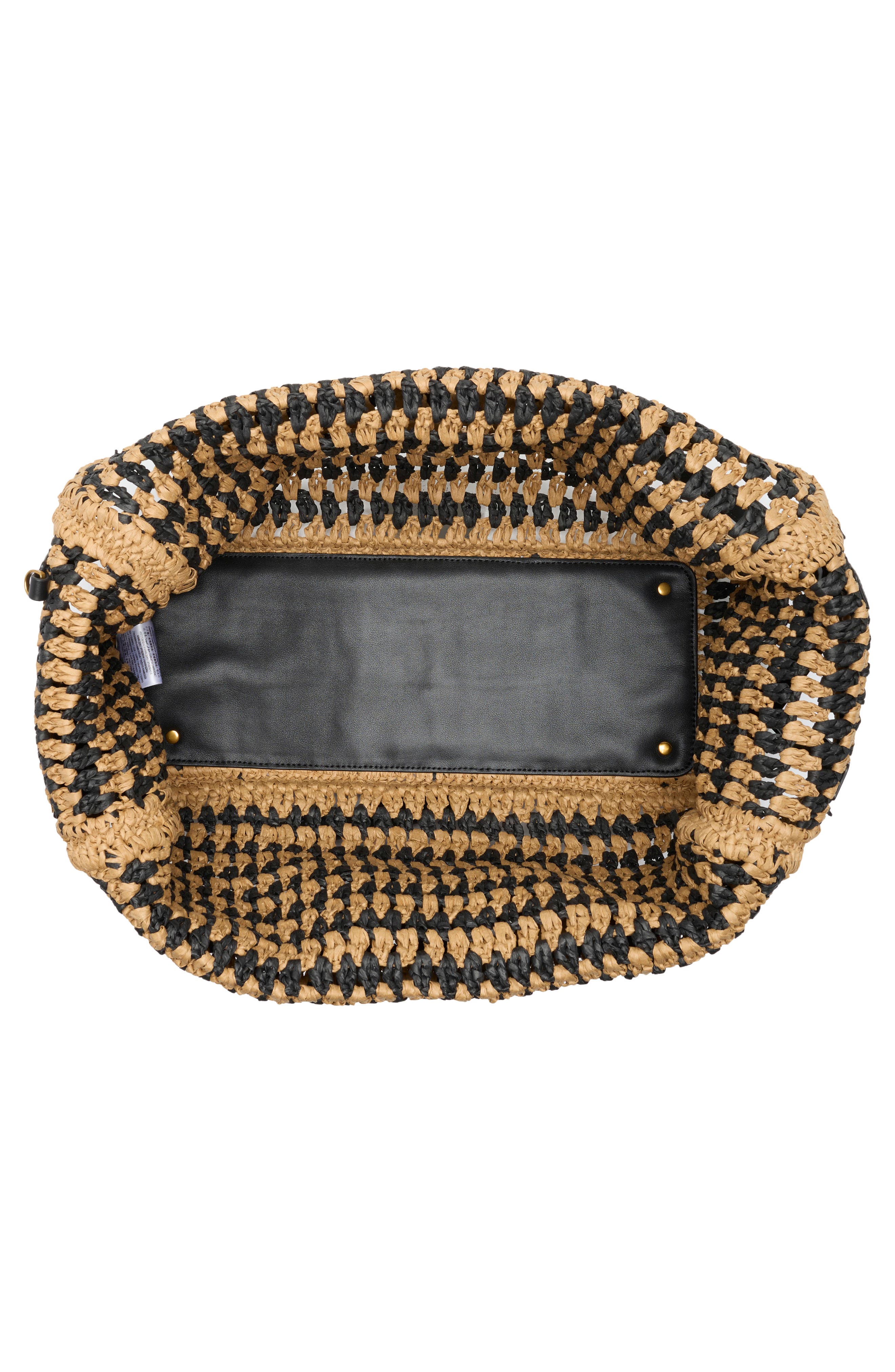 rag & bone Large River Raffia Tote, Alternate, color, Black Mult