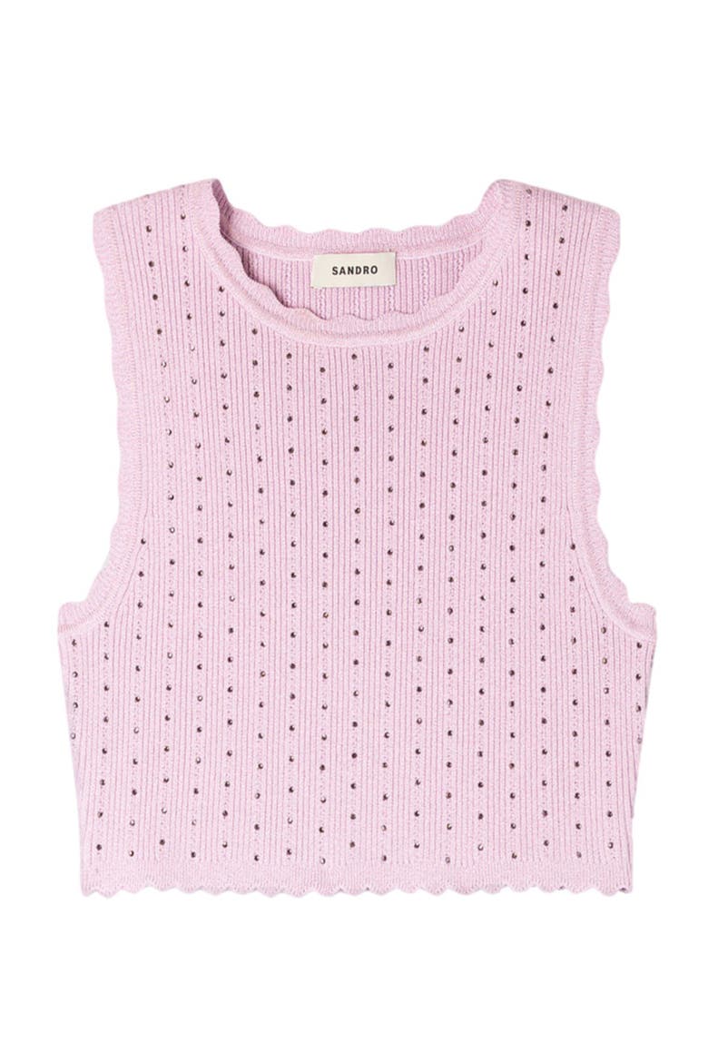 Rhinestone knit crop top, Alternate, color, Mauve
