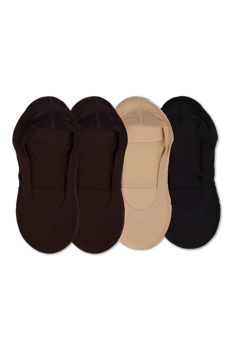Assorted 4-Pack Cushioned Liner Socks, Main, color, BROWNTAN