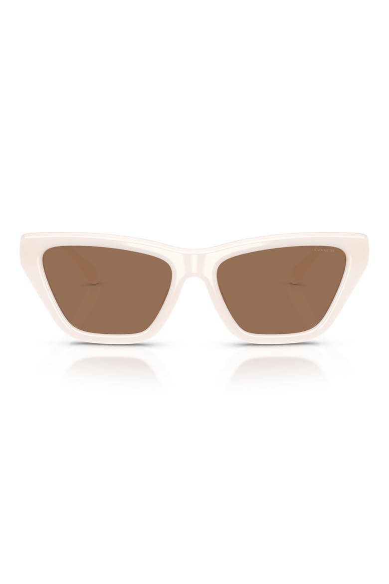 56mm Polarized Cat Eye Sunglasses, Main, color, MILKY CLOUD / BROWN SOLID