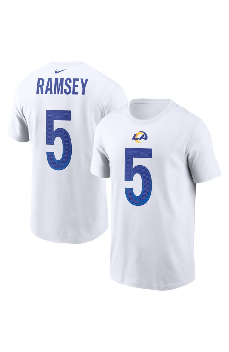 Nike Men's Nike Jalen Ramsey White Los Angeles Rams Player Name & Number T-Shirt, Main, color, 