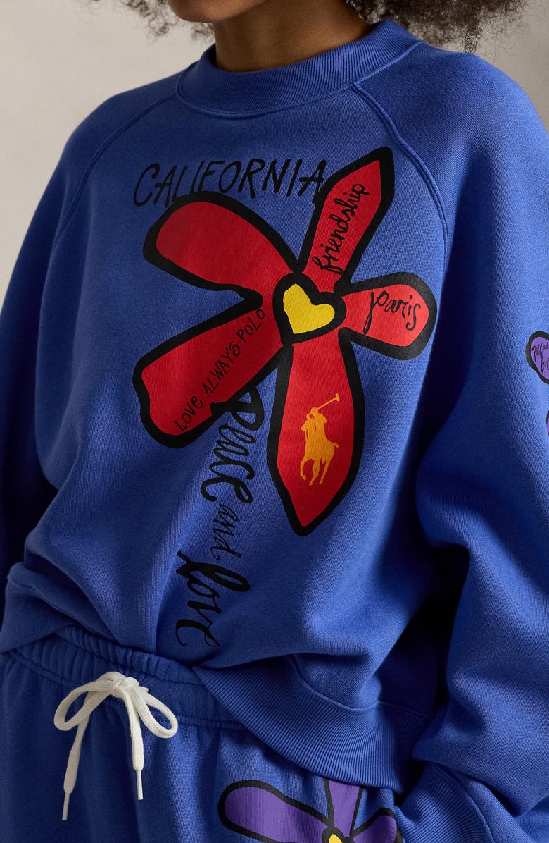 Polo Ralph Lauren Floral Graphic Sweatshirt, Alternate, color, Indigo Sky