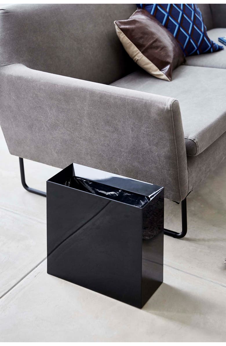 Yamazaki Wide Trash Can, Alternate, color, Black