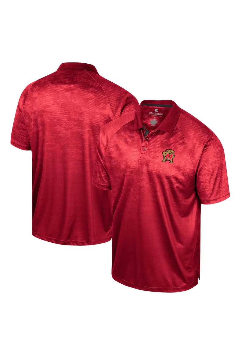 Men's Colosseum Red Maryland Terrapins Honeycomb Raglan Polo, Alternate, color, Red