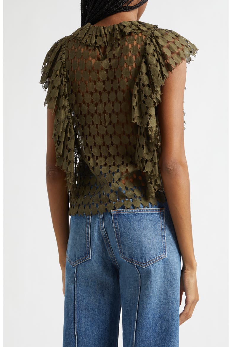 Daevy Cutout Ruffle Top, Alternate, color, PINE