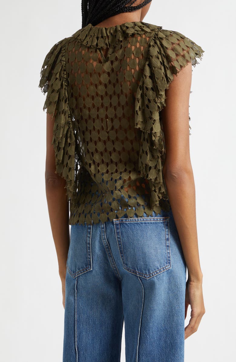 Ulla Johnson Daevy Cutout Ruffle Top, Alternate, color, Pine