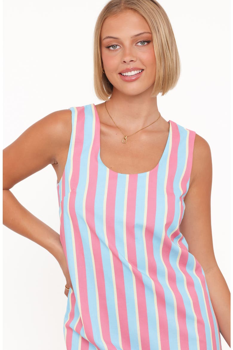 Benito Striped Cotton Minidress, Alternate, color, AQUA PINK STRIPE