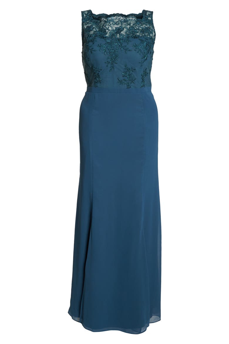 Embroidered Gown, Alternate, color, GREEN