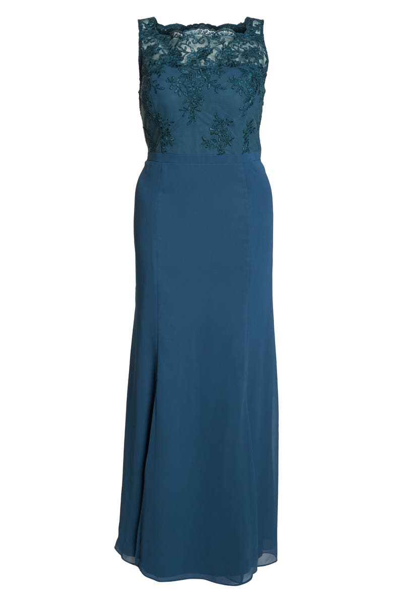 Chi Chi London Embroidered Gown, Alternate, color, 