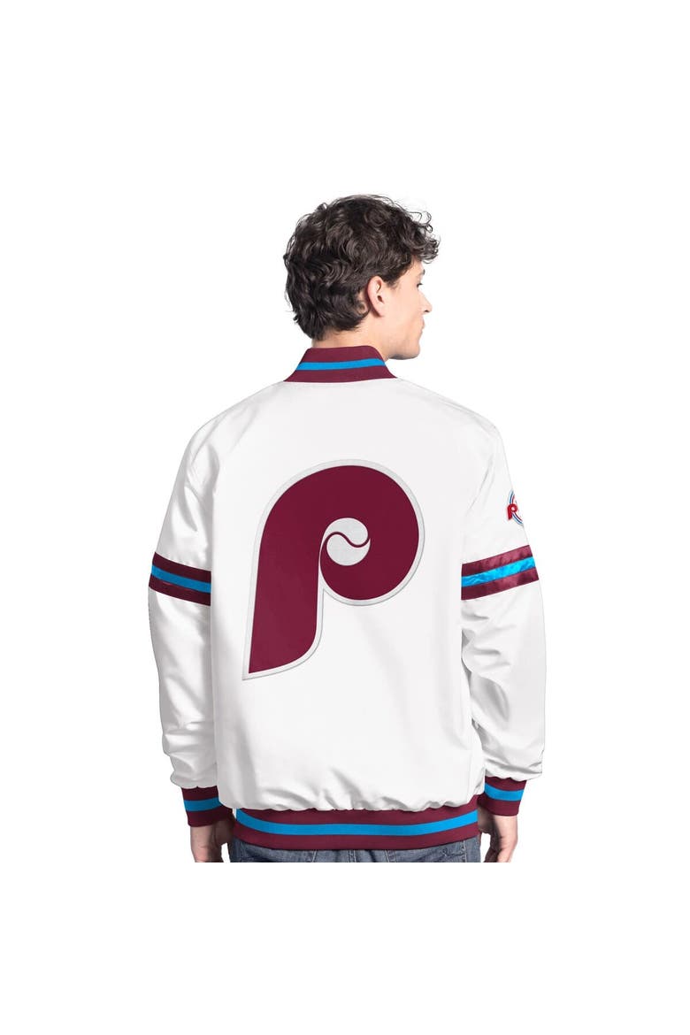 Men's Starter  White Philadelphia Phillies Cooperstown Scout Full-Snap Varsity Jacket, Alternate, color, White