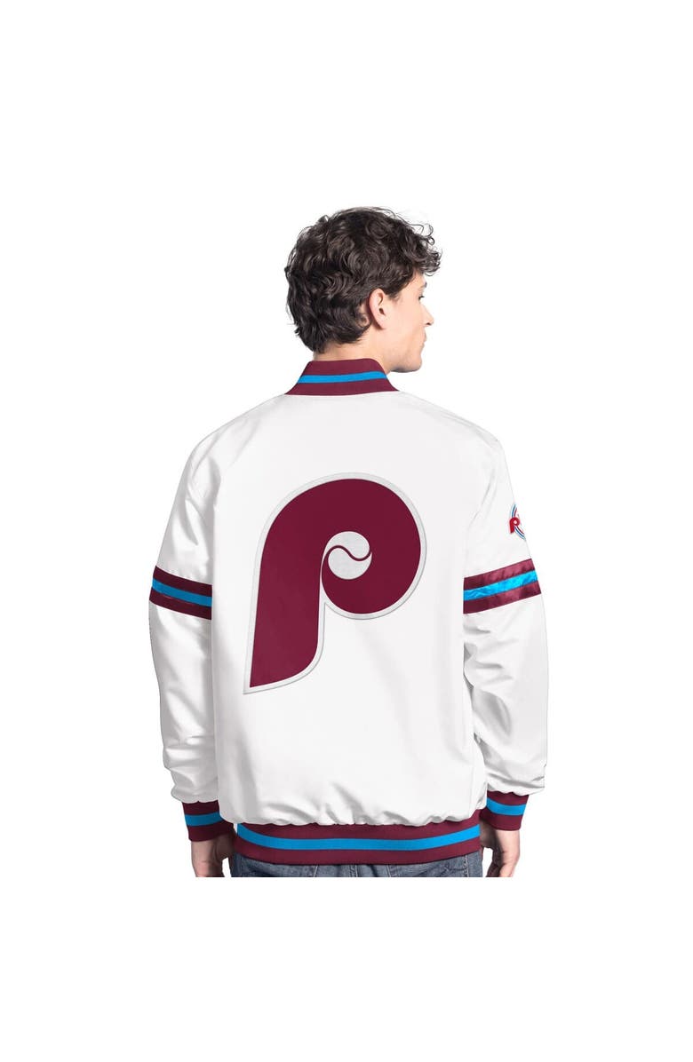 STARTER Men's Starter  White Philadelphia Phillies Cooperstown Scout Full-Snap Varsity Jacket, Alternate, color, White