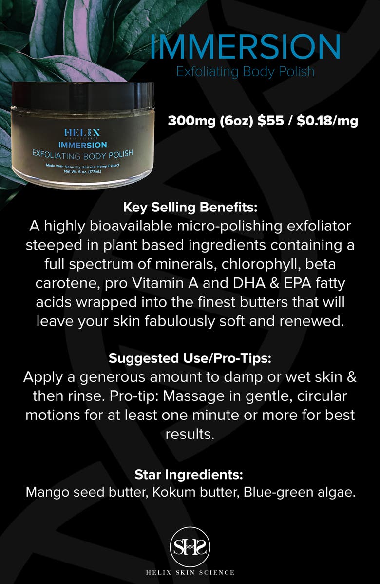HELIX SKIN SCIENCE Immersion Exfoliating Body Polish with CBD, Alternate, color,