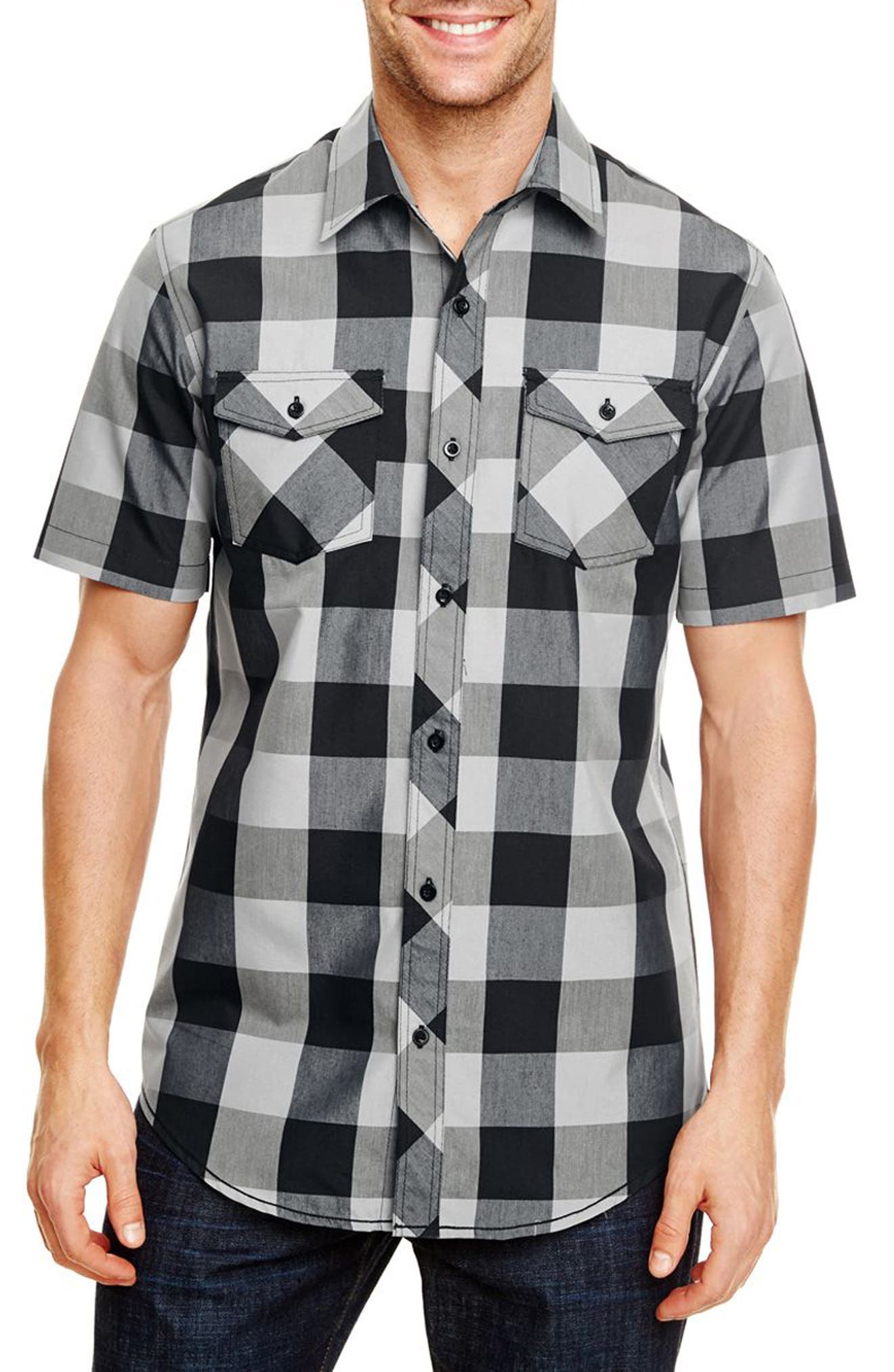 BURNSIDE Short Sleeve Plaid Shirt