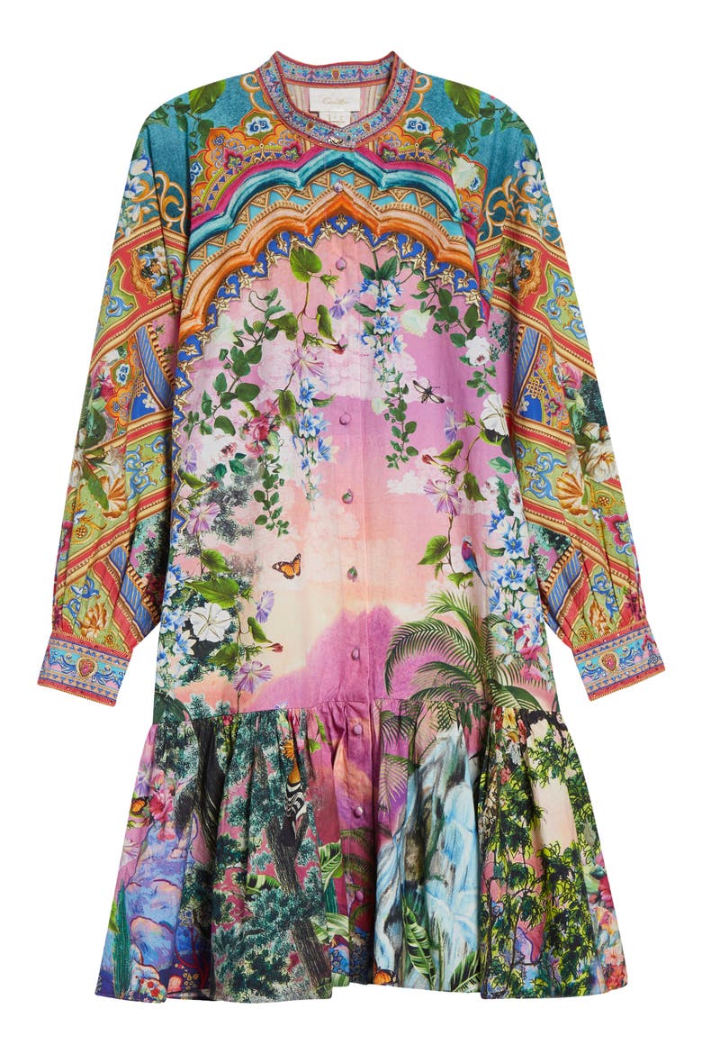 Print Long Sleeve Cotton Dress, Alternate, color, TURKISH DELIGHT