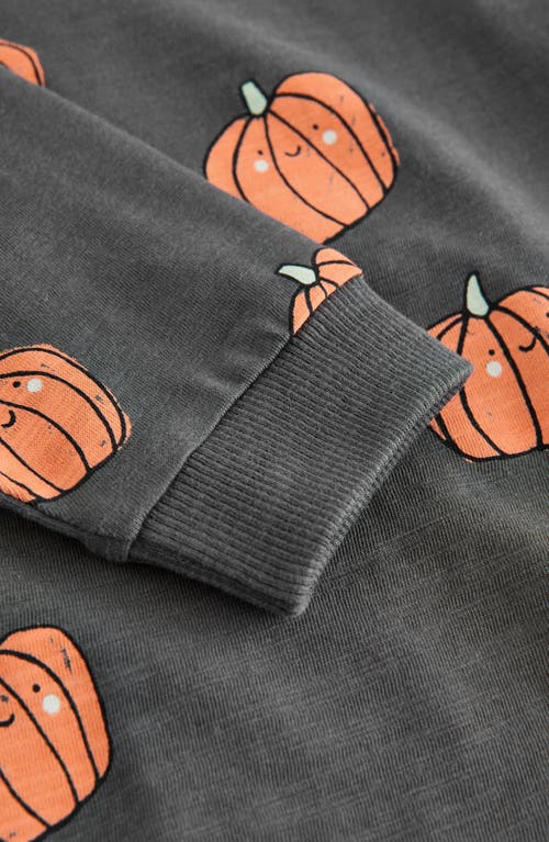 Next Kids' Pumpkin Print Long Sleeve Cotton T-shirt In Black