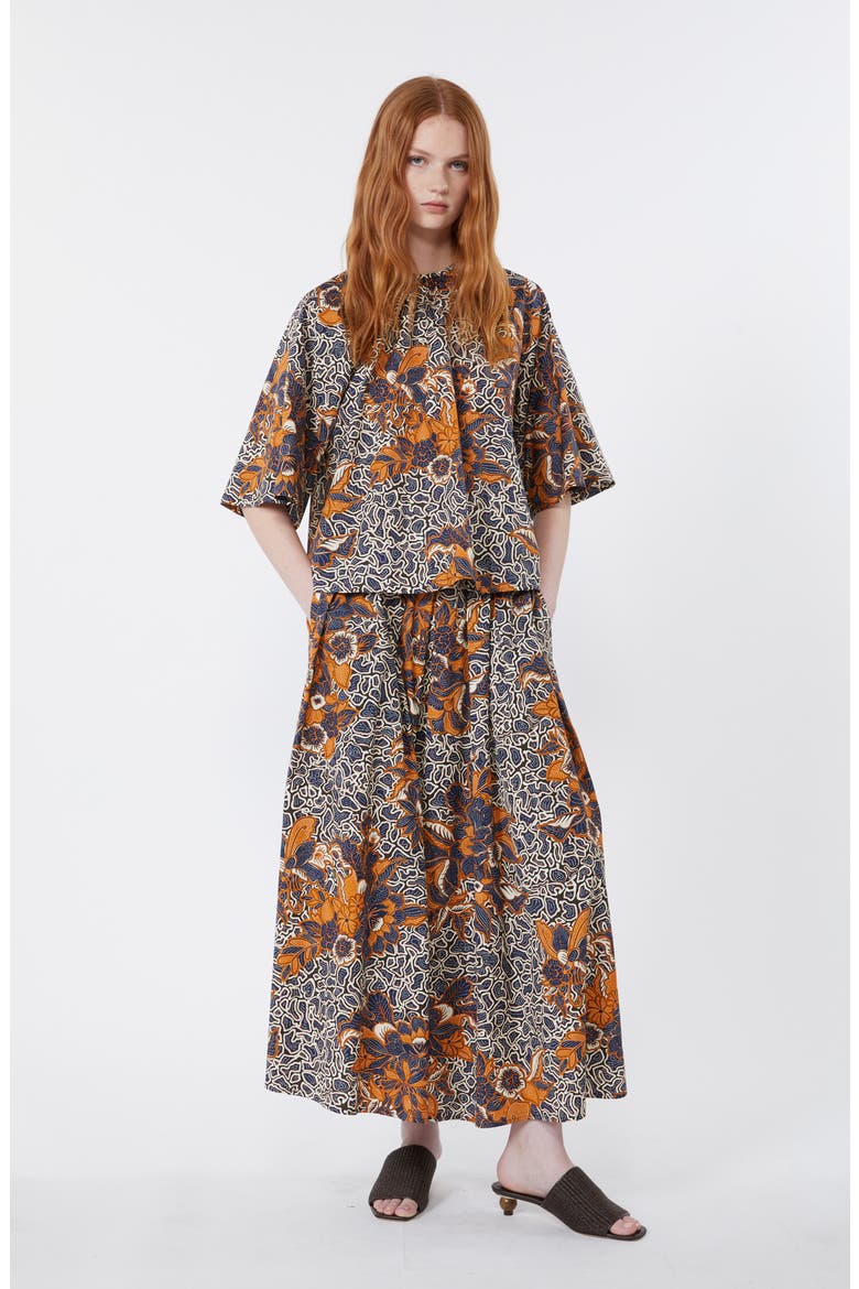 Uomo Paisley Floral Cotton Skirt, Alternate, color, NAVY