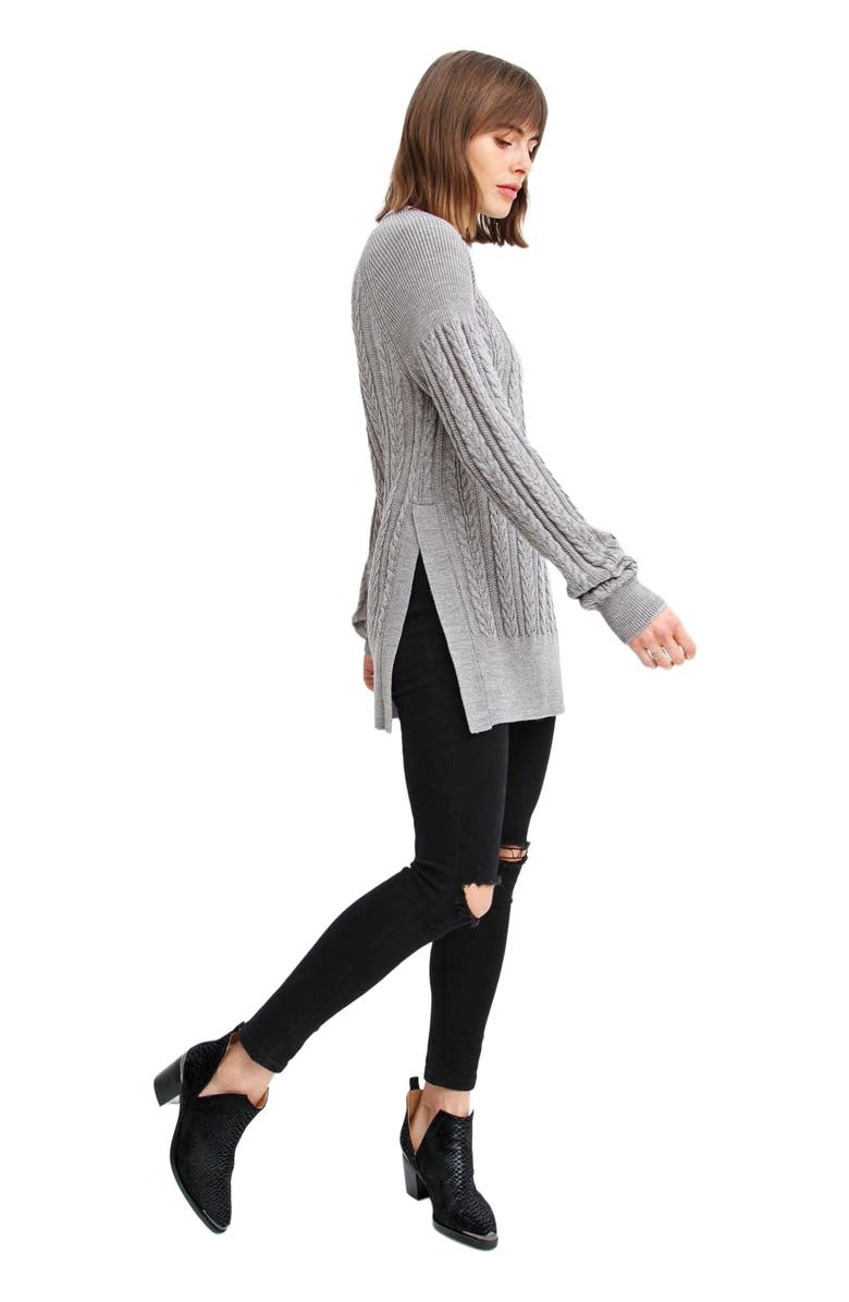 Belle & Bloom At Last Cable Knit Jumper with Slit, Alternate, color, Grey Marle