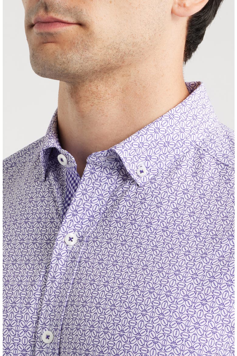 XC+™ Football Print Performance Button-Down Shirt, Alternate, color, PURPLE