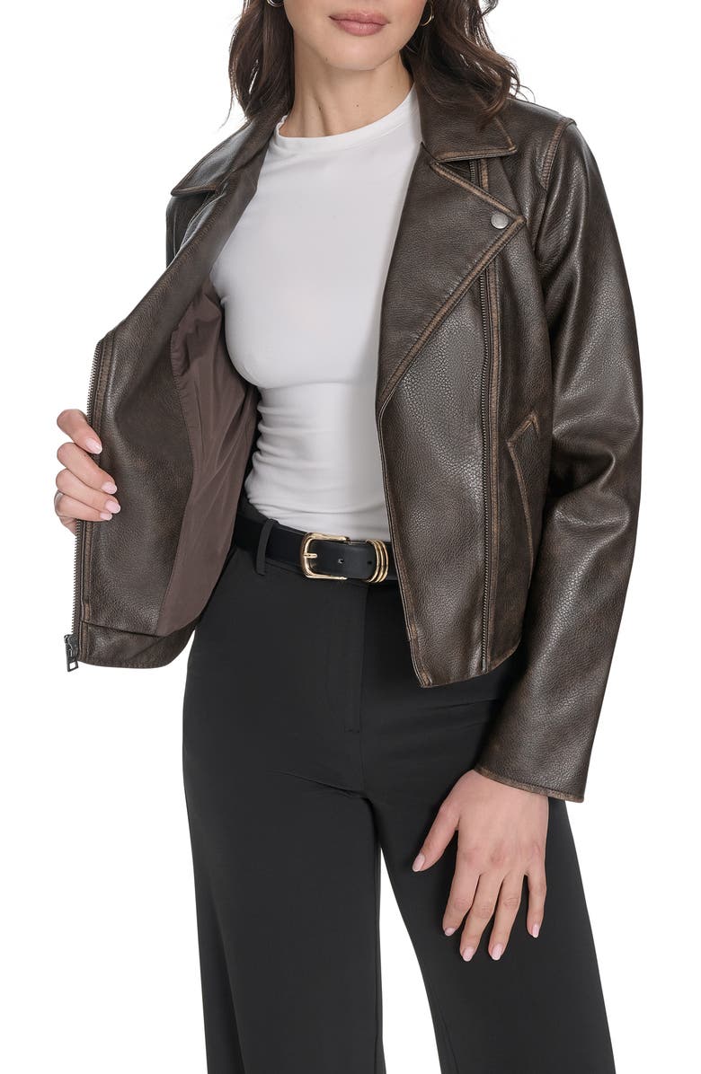 Levi's Women's Essential Faux Leather Moto Jacket, Alternate, color, Brown
