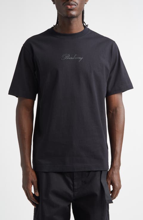 Check Cursive Logo Relaxed Fit Cotton T-Shirt