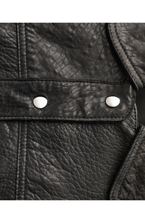 Mango Leather Jacket In Black