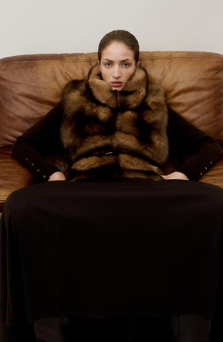 MANGO Odette Godet Pleat Skirt, Alternate, color, Brown