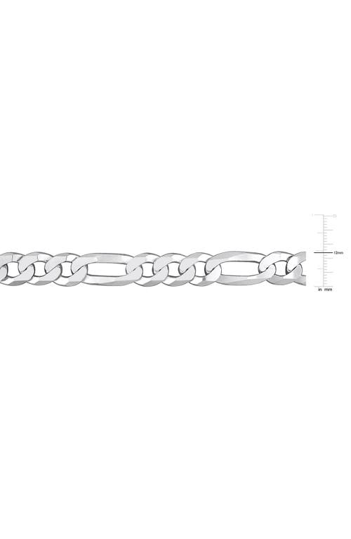 Delmar Flat Figaro Chain Necklace & Bracelet Set In White