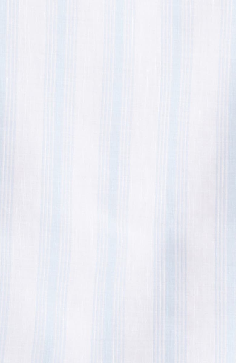 Eleventy Stripe Cotton & Linen Button-Up Shirt, Alternate, color, Baby Blue
