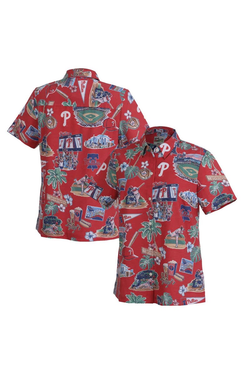 Reyn Spooner Women's Reyn Spooner Red Philadelphia Phillies Scenic Button-Up Top, Main, color, Red