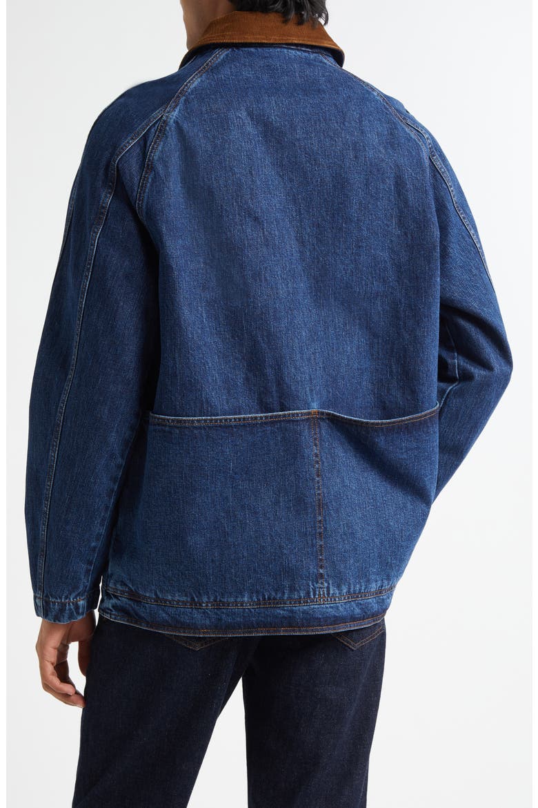 Corduroy Collar Denim Chore Coat, Alternate, color, STONE WASH